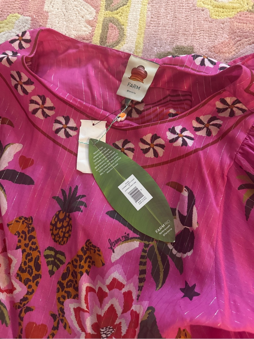 FARM Rio Hot Pink Tropical Embroidered Midi Dress - Picture 6 of 7